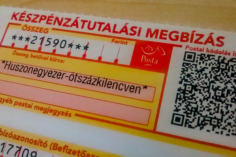 Postai csekk előállítás